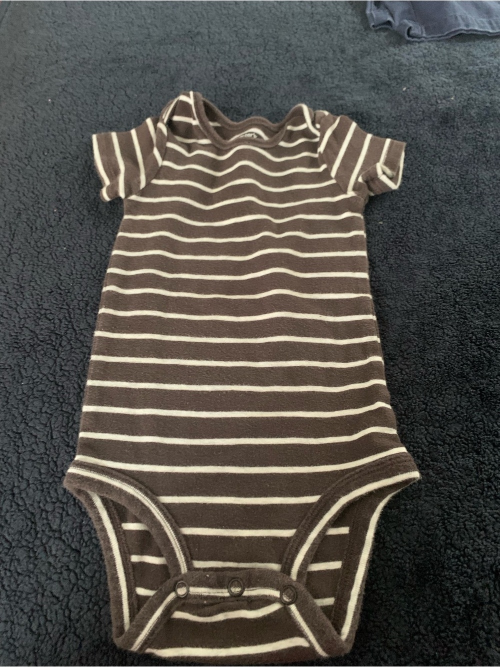 Carter's Brown & Cream Striped Short-Sleeve One-Piece